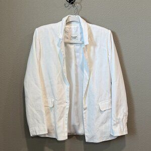 Abercrombie & Fitch Linen Blend Blazer (White, XXS)